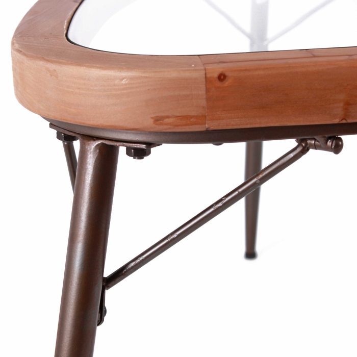 Tavolino triangolare in legno e metallo - immagine 4