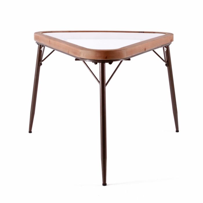 Set di 2 tavolini triangolari in legno e metallo - immagine 4