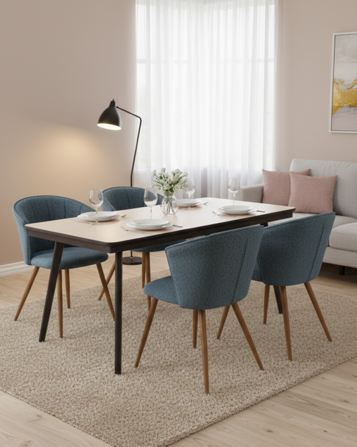 Tavolo da pranzo in legno e metallo chiaro scuro - immagine 2