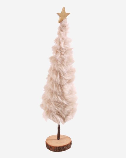 Albero di natale decorativo in peluche beige