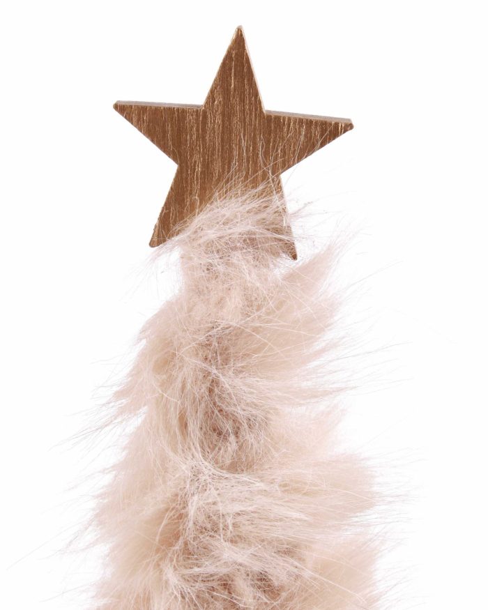 Albero di natale decorativo in peluche beige - immagine 2