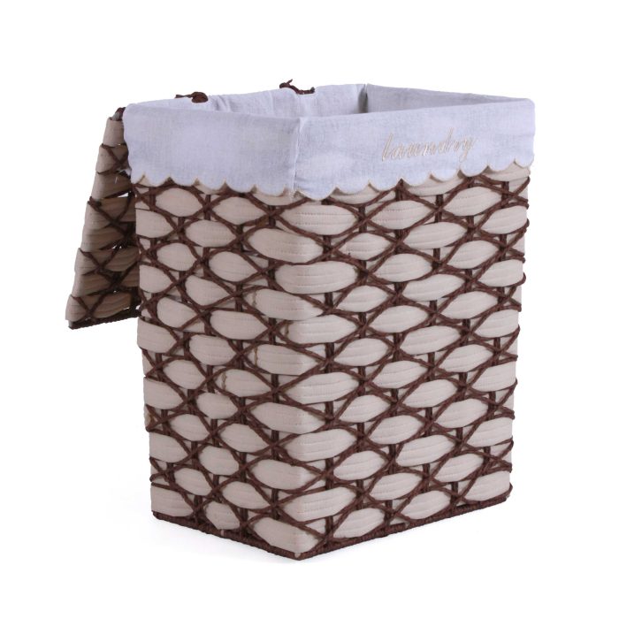 Set di 3 portabiancheria in tessuto non tessuto bianco - immagine 5