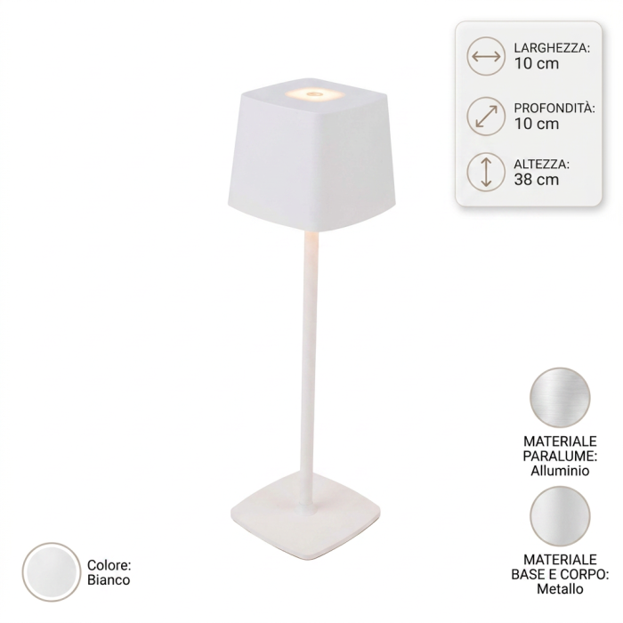 Lampada a led touch “Roma” bianco con 3 colorazioni luce - immagine 5