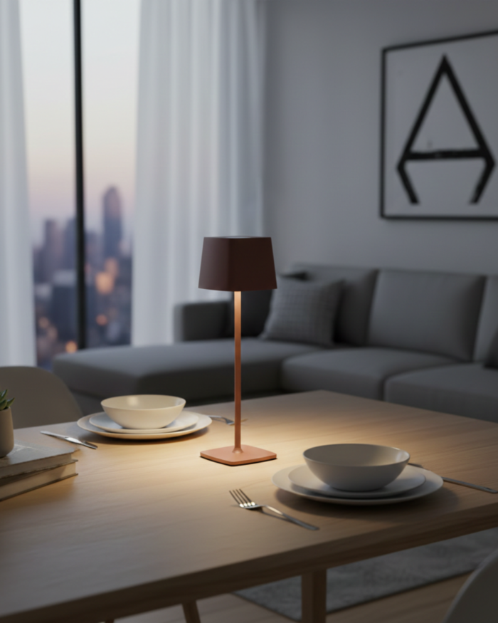 Lampada a led touch “Roma” marrone con 3 colorazioni luce - immagine 2