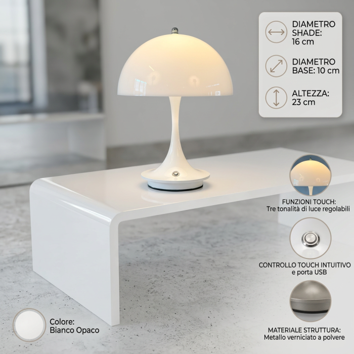Lampada a led touch “Como” bianca con 3 colorazioni luce - immagine 4