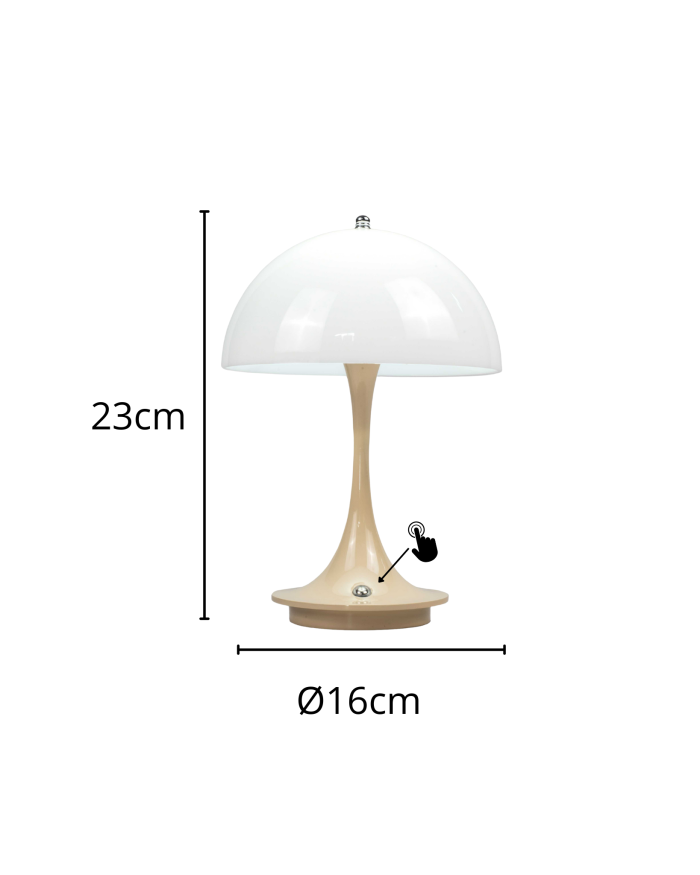 Lampada a led touch "Como" base tortora e paralume bianco con 3 colorazioni luce - immagine 3