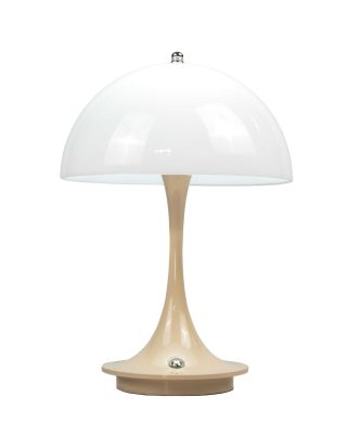 Lampada a led touch "Como" base tortora e paralume bianco con 3 colorazioni luce