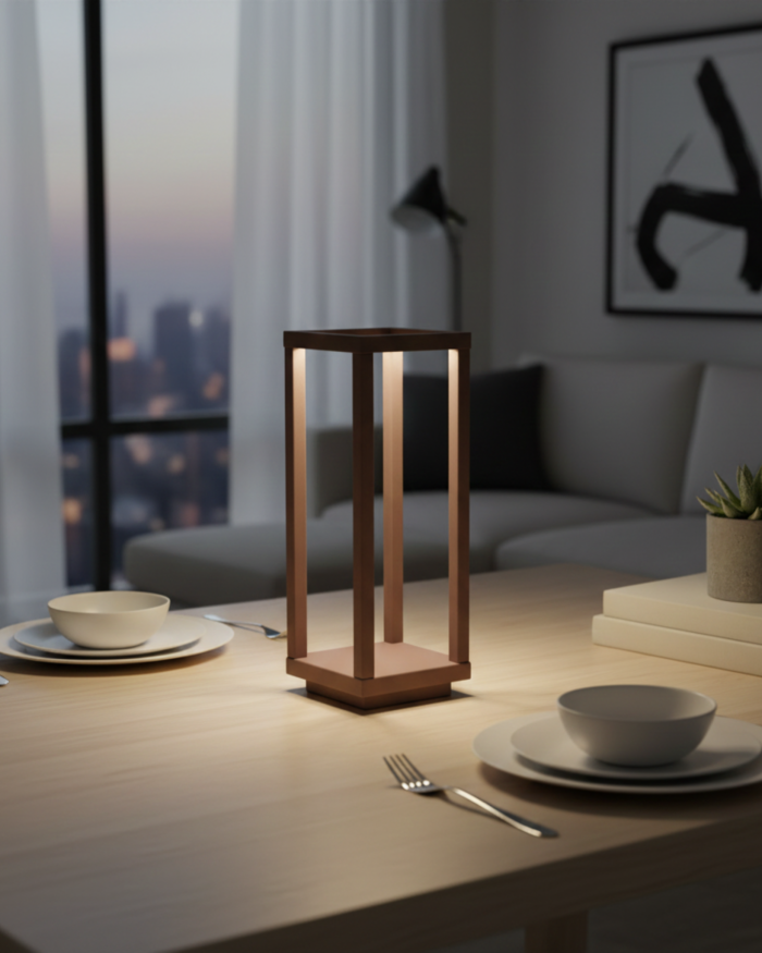 Lampada a led touch “Bari” marrone con 3 colorazioni luce - immagine 2