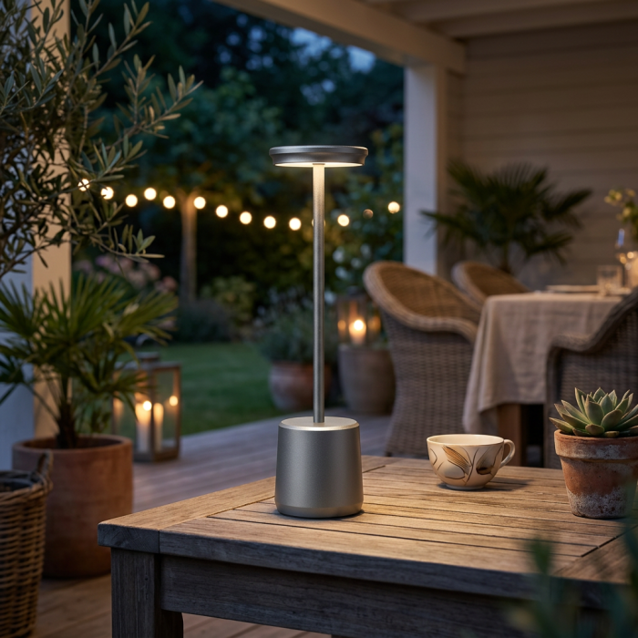 Lampada a led touch “Milan” grigia con 3 colorazioni luce - immagine 2