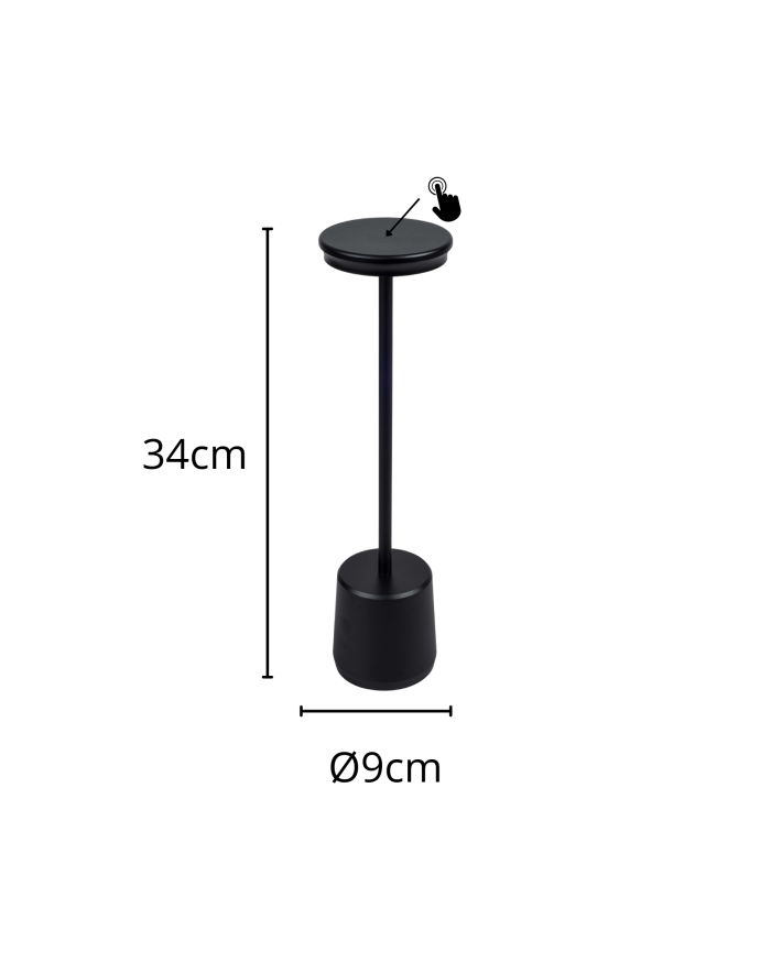 Lampada a led touch “Milan” nera con 3 colorazioni luce - immagine 3