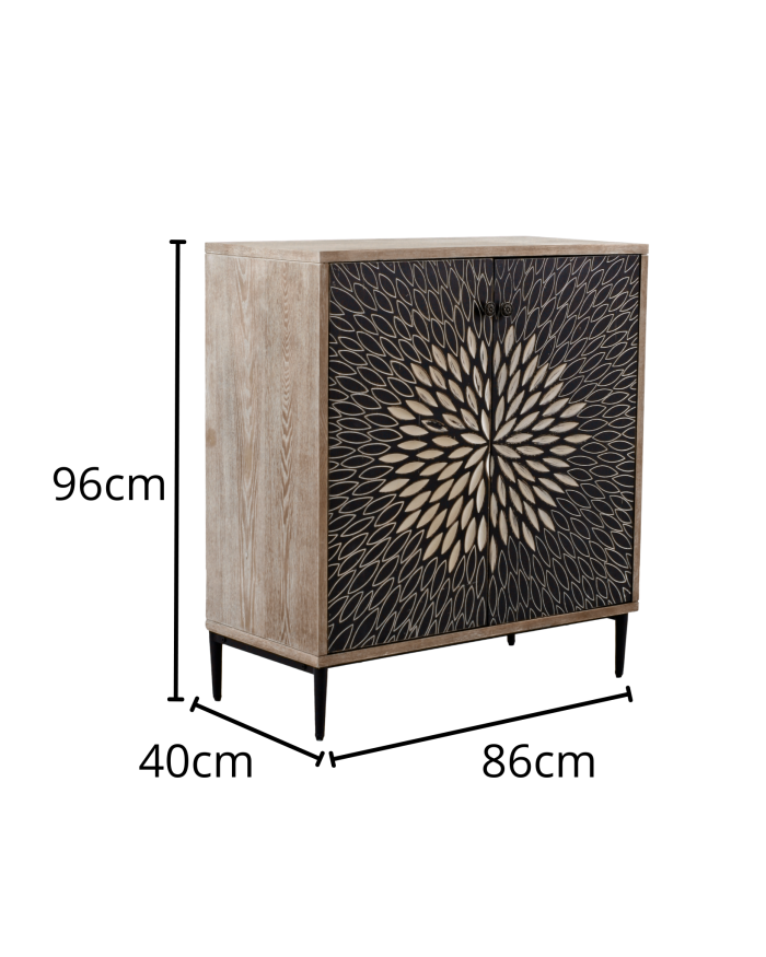 Credenza quadrata in legno di pino ed mdf "Bangkok" - immagine 3