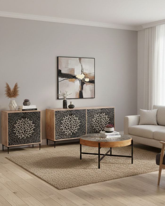 Credenza rettangolare in legno di pino ed mdf "Bangkok" - immagine 2