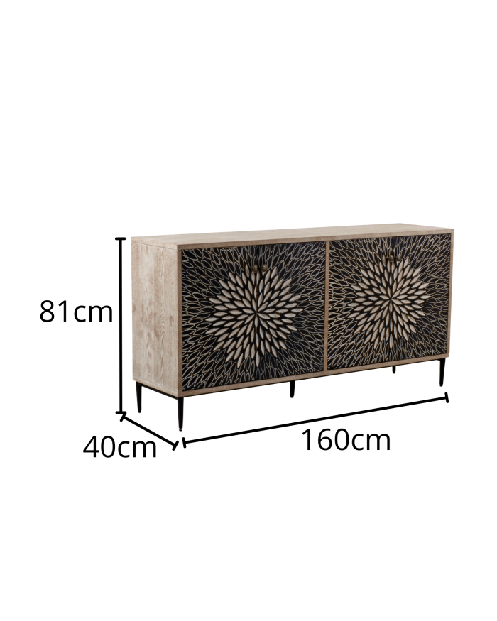 Credenza rettangolare in legno di pino ed mdf "Bangkok" - immagine 3