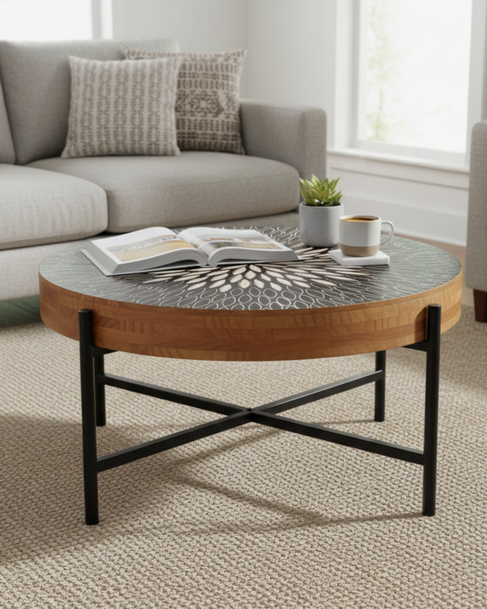 Tavolino da caffè in legno di pino "Bangkok" - immagine 2