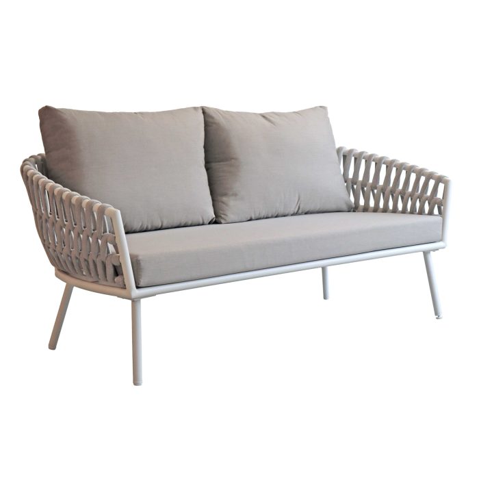 Salotto completo in alluminio bianco e corda "Pula" - immagine 3