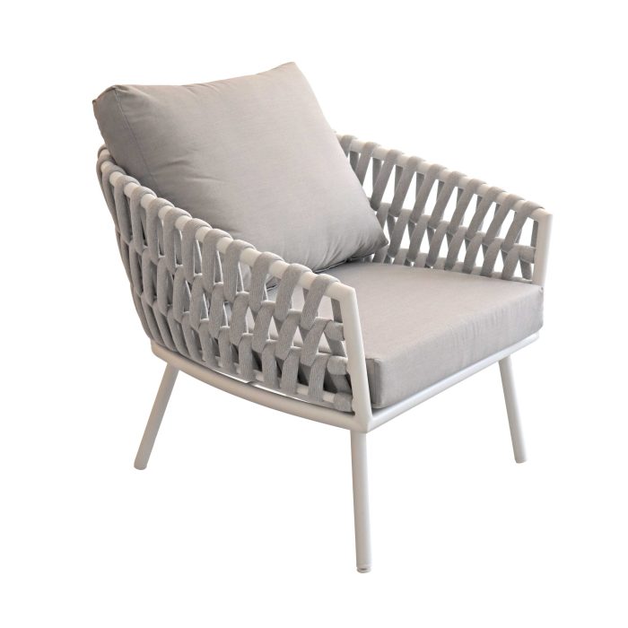 Salotto completo in alluminio bianco e corda "Pula" - immagine 4