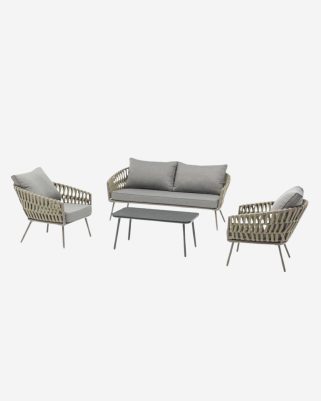 Salotto relax completo in alluminio e corda "Pula"