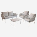 salotto bianco alluminio e corda "pula"