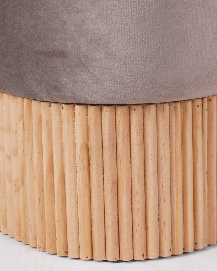Pouf in velluto grigio beige - immagine 2