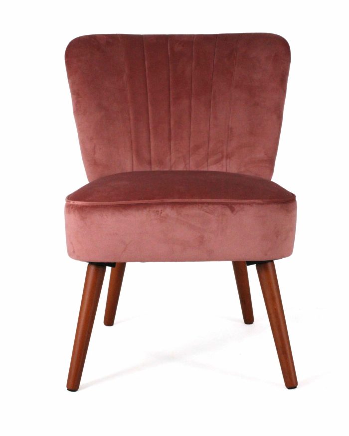 Poltrona senza braccioli in velluto rosa - immagine 2