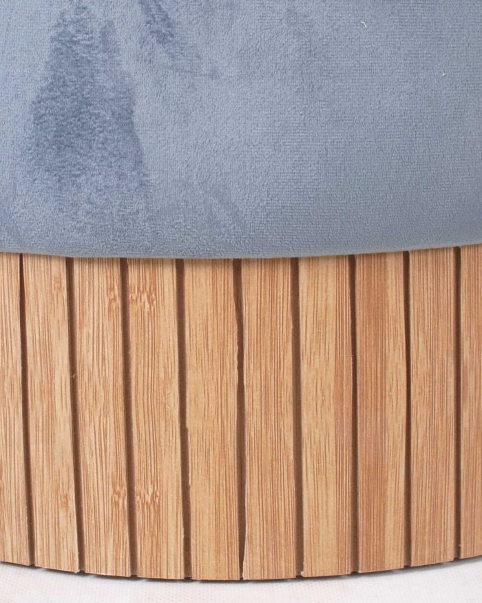 Pouf rotondo in velluto blu - immagine 2