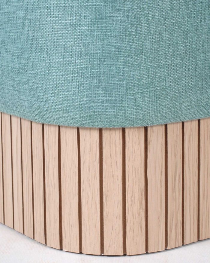 Pouf in tessuto turchese e bambù - immagine 2