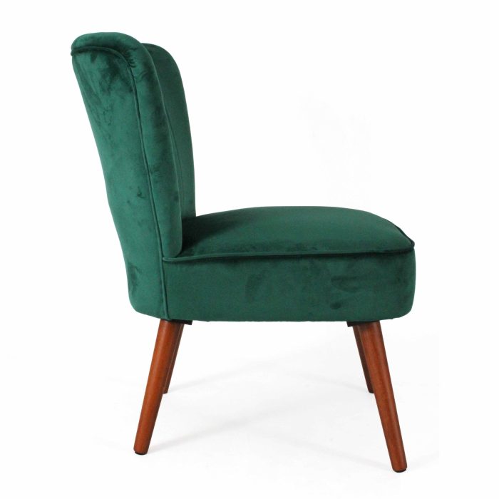 Poltrona senza braccioli in velluto verde - immagine 3
