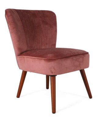 Poltrona senza braccioli in velluto rosa