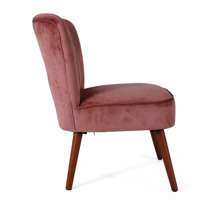 Poltrona senza braccioli in velluto rosa - immagine 3