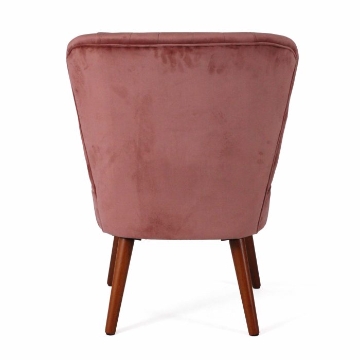 Poltrona senza braccioli in velluto rosa - immagine 4