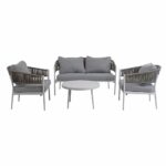 Salotto completo in alluminio bianco e corda "Raul"