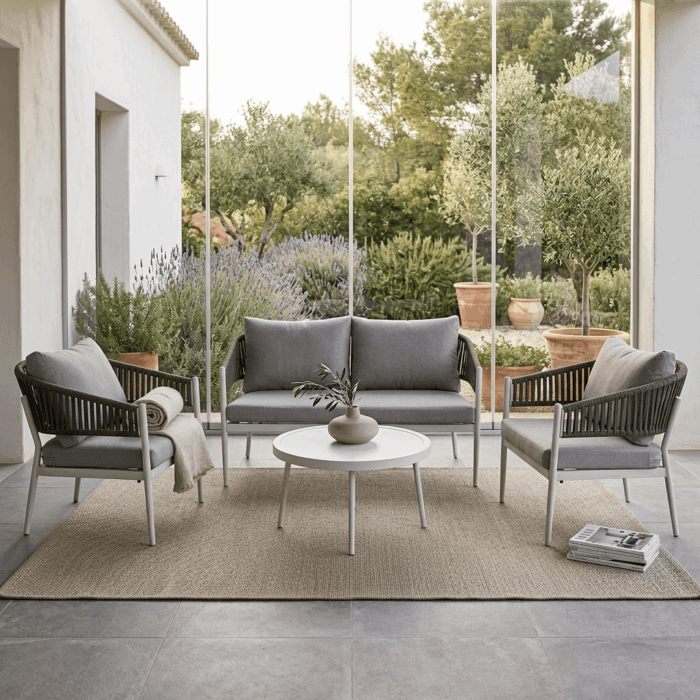 Salotto completo in alluminio bianco e corda "Raul" - immagine 2