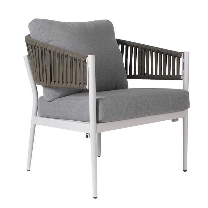 Salotto completo in alluminio bianco e corda Raul - immagine 4