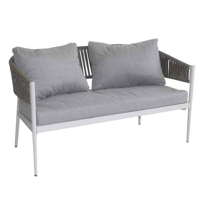 Salotto completo in alluminio bianco e corda Raul - immagine 5