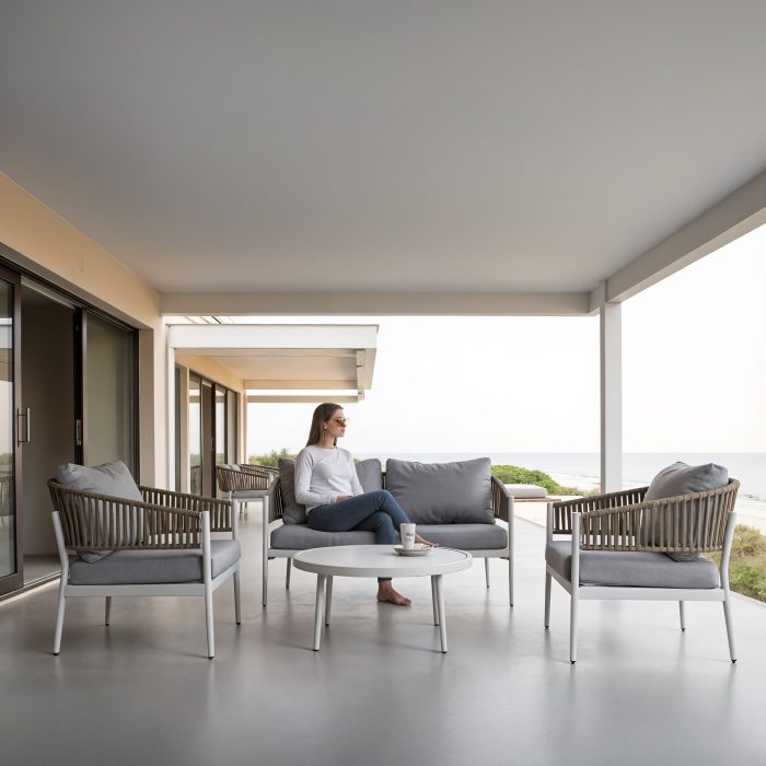 Salotto completo in alluminio bianco e corda Raul - immagine 2