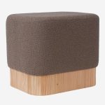Pouf in tessuto bouclé marrone