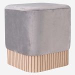 Pouf in velluto grigio