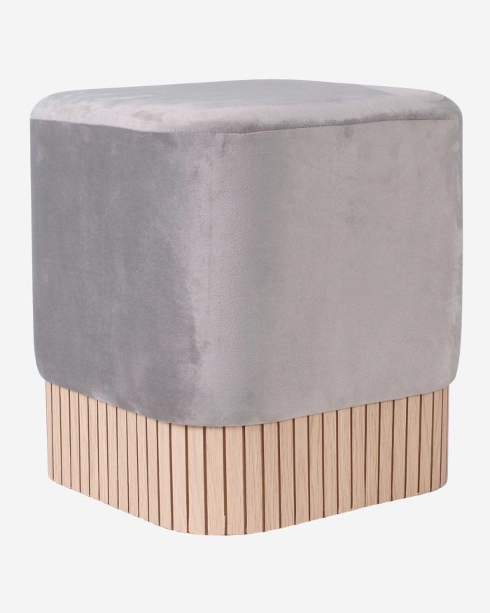Pouf in velluto grigio