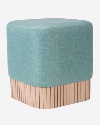Pouf in tessuto turchese e bambù
