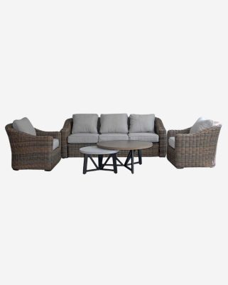 salotto relax completo da esterno in polirattan king