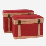 Bauli in tessuto rosso in set di due
