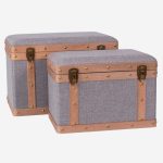 Set di 2 bauli in tessuto grigio