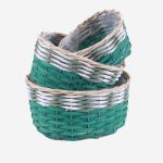 Set di 3 portavaso ovale in vimini e fibre naturali