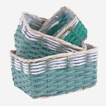 Set di 3 portavaso rettangolare in vimini e fibre naturali