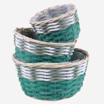 Set di 3 portavasi rotondi in vimini e fibre naturali