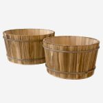 Set di 2 mastelli in legno brunito