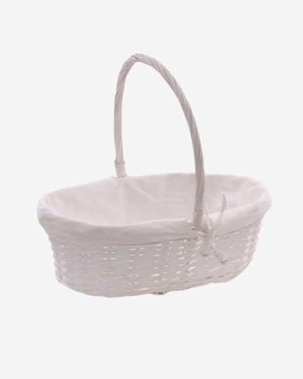 Cesto nascita foderato in vimini bianco