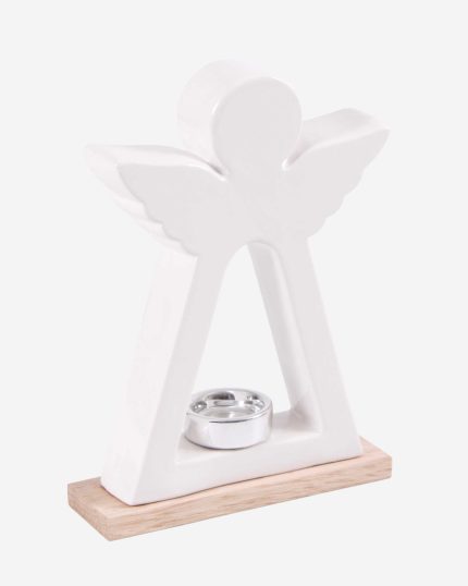 Portacandela natalizio angelo in ceramica