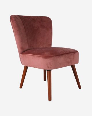 Poltrona senza braccioli in velluto rosa