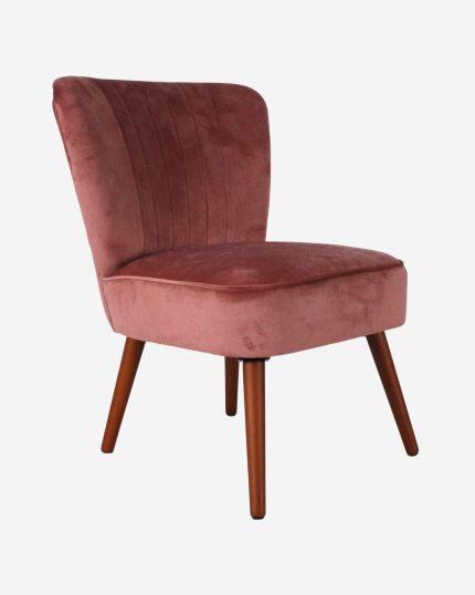 Poltrona senza braccioli in velluto rosa